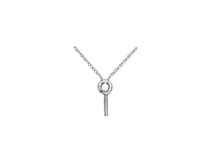 Collana A Maglia Forzata, Con Supporto Aste Per Perla E Incastonatura Per Pietra Da 0,03 Ct, 45 Cm, Oro B - Immagine Standard - 3
