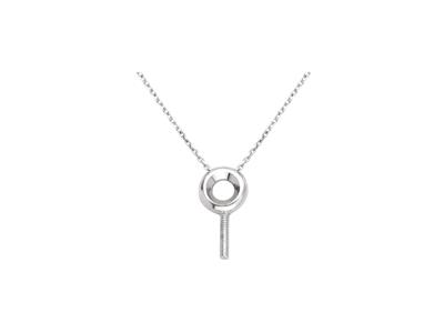 Collana Maglia Forzata, Con Supporto Aste Per Perla E Incastonatura Per Pietra 0,10 Ct, 42+3 Cm, Oro Grig - Immagine Standard - 2