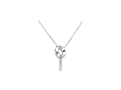 Collana Maglia Forzata, Con Supporto Aste Per Perla E Incastonatura Per Pietra 0,10 Ct, 42+3 Cm, Oro Grig - Immagine Standard - 3