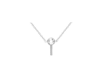 Collana A Maglia A Catena Forzata, Con 5 Supporti Ad Asta Per Perle E 5 Chaton Per Pietre Da 0,01 Ct, 42+ - Immagine Standard - 3