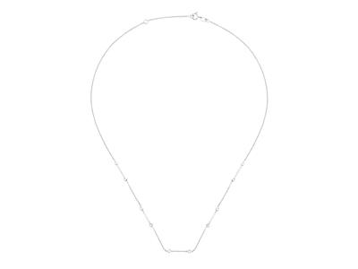 Girocollo Maglia Forzatina, Per 5 Perle E 10 Pietre Da 0.01 Ct, 42+3 Cm, Oro Bianco 18kt - Immagine Standard - 1