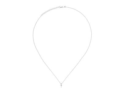 Girocollo Maglia Forzatina, Con Anello Perlina Mobile, 42+5 Cm, Oro Bianco 18kt - Immagine Standard - 1