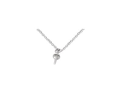Collana Maglia Forzata, Con Cerniera Mobile Per Perla, 42+5 Cm, Oro Bianco 18 Kt - Immagine Standard - 3