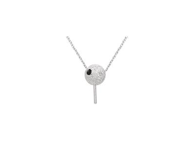 Collana Maglia Forzata, Con Pallinalaser 5 MM Per Perla, 42+3 Cm, Oro Bianco 18 Kt - Immagine Standard - 3