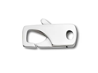 Chiusura A Menotte Piatta Con Anello Integrato 11 X 5 Mm, Oro Bianco 18 Carati - Immagine Standard - 1