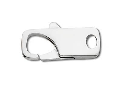 Chiusura A Menotte Piatta Con Anello Integrato 19 X 8 Mm, Oro Bianco 18 Carati - Immagine Standard - 1