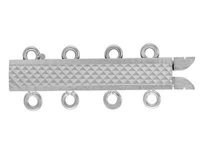 Chiusura Guilloch Rettangolare 20 Mm, 4 File, Oro Bianco 18 Carati. Rif. 07112-4
