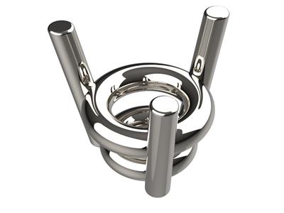 Chaton 3d, 3 Griffe A Doppia Battuta Per Pietra Tonda Da 3,4 Mm, Oro Bianco 18k Pd 13. Ref. 10300 - Immagine Standard - 1