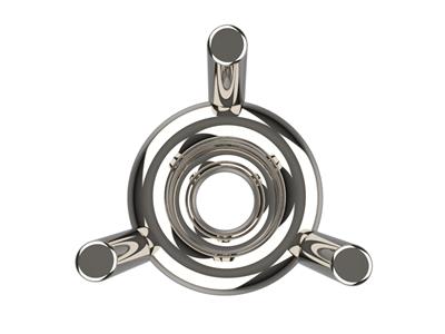 Castone 3d, 3 Doppie Griffe Per Pietra Rotonda Di 3,6 Mm, Oro Bianco 18 Carati Pd 13. Ref. 10300 - Immagine Standard - 3