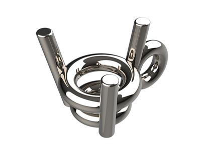 Castone 3d, 3 Griffe Doppie Con Anello Di Attacco Per Pietra Tonda Da 6,2mm, Oro Bianco 18k Pd 13. Ref. 110 - Immagine Standard - 1