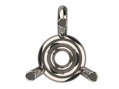 Castone 3d, 3 Griffe Doppie Con Anello Di Attacco Per Pietra Tonda Da 6,2mm, Oro Bianco 18k Pd 13. Ref. 110 - Immagine Standard - 3