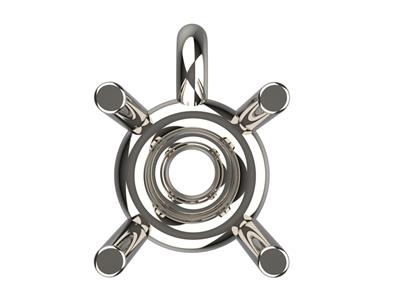 Chaton 3d, 4 Griffe Doppie Con Castone E Anello Di Attacco Per Pietra Tonda Da 6,2mm, Oro Bianco 18k Pd 1rticolo 10410 - Immagine Standard - 3