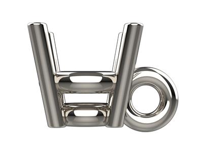 Castone 3d, Griffe Doppie A Barca Con Anello Di Sospensione Per Gemma Tonda Da 6,4mm, Oro Bianco 18k Pd 1codice Articolo 10410 - Immagine Standard - 2