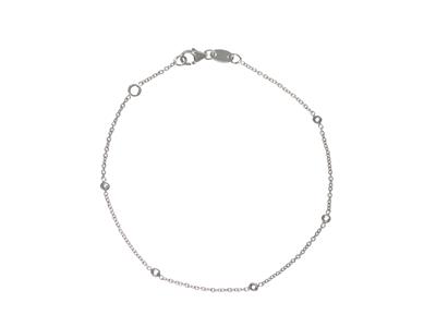 Bracciale Forçat A Maglie Rotonde, Per 5 Pietre Di 1,30 Mm, 17,5+1 Cm, Oro Bianco 18 Carati, Rodiato - Immagine Standard - 2