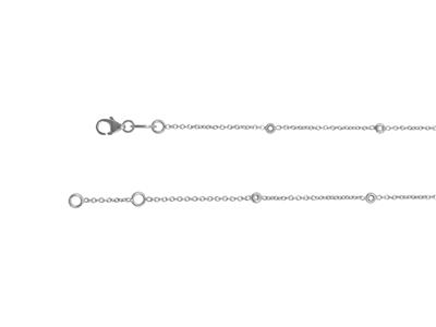 Bracciale Rotondo For\at A Maglie Incastonato, Per 5 Pietre Da 1,30 Mm, 17,5+1 Cm, Oro Bianco 18 Kt Rodia - Immagine Standard - 3