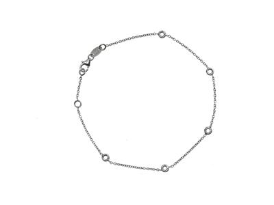 Bracciale Forçat A Maglie Rotonde, Per 5 Pietre Di 1,90 Mm, 17,5+1cm, Oro Bianco 18k Rodiato - Immagine Standard - 2