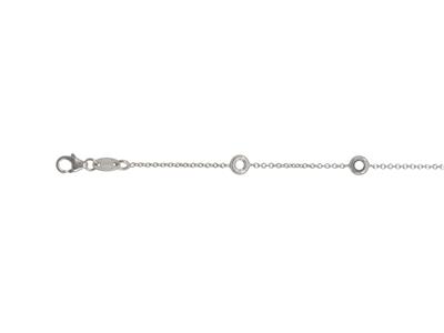 Bracciale Tondo Con Montatura A Maglie Forat, Per 5 Pietre Da 2,40 Mm, 17,51 Cm, Oro Bianco 18 Kt Rodia