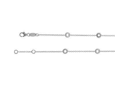 Bracciale Tondo Con Montatura A Maglie For\at, Per 5 Pietre Da 2,40 Mm, 17,5+1 Cm, Oro Bianco 18 Kt Rodia - Immagine Standard - 2