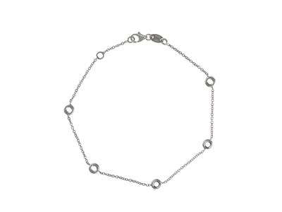 Bracciale Tondo Con Montatura A Maglie For\at, Per 5 Pietre Da 2,40 Mm, 17,5+1 Cm, Oro Bianco 18 Kt Rodia - Immagine Standard - 3