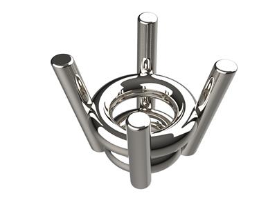 Chaton 3d, 4 Griffe A Doppia Spalletta Per Pietra Tonda Da 2,8 Mm, Orobianco 18 Carati Pd13. Ref. 10400