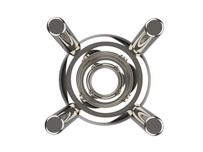 Castone 3d, 4 Griffe A Doppia Spalletta Per Pietra Tonda Da 4 Mm, Oro Bianco 18 Carati Pd13. Riferimento - Immagine Standard - 3