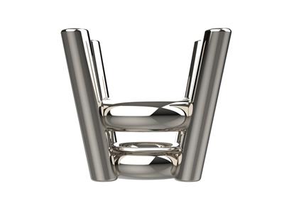 Castone 3d, 4 Griffe A Doppia Spalletta Per Pietra Rotonda Da 4,60 Mm,oro Bianco 18 Carati Pd13. Ref. 10 - Immagine Standard - 3