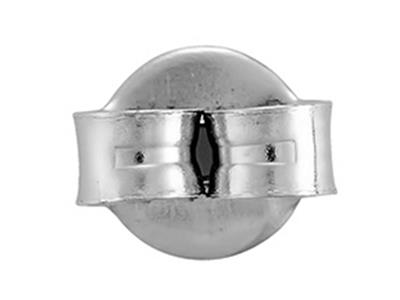Chiusura A Farfalla Belga Liscia Con Bordi Lisci, Rodio In Oro Bianco 18 Carati. Rif. 07408, Coppia - Immagine Standard - 2
