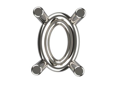 Castone 3d, 4 Griffe Doppie Per Pietra Ovale Di 8 X 6 Mm, Oro Bianco 18 Carati. Ref. 10450 - Immagine Standard - 3