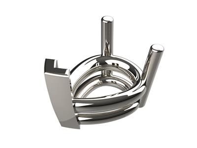 Chaton 3d, 3 Griffe A Doppia Barra Per Pietra Pera 4 X 3 Mm, Oro Bianco 18 Carati. Rif. 10350 - Immagine Standard - 1