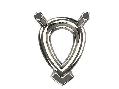 Castone 3d, 3 Doppie Griffe Per Pietra A Forma Di Pera Di 5 X 3 Mm, Oro Bianco 18 Carati. Ref. 10350 - Immagine Standard - 3