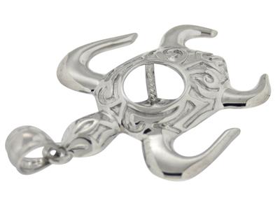 Ciondolo Tartaruga Per Perle Da 8 A10 Mm, Argento 925 Rodiato. Rif. P E102