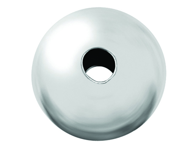 Confezione Da 10 Perline Lisce Di Forma Rotonda Con Doppio Foro, 5 Mm, Argento 925