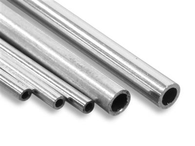 Tubo Medio, Rif. 8, Diametro Esterno 2,4 Mm, Diametro Interno 1,6 Mm, Spessore Della Parete 0,4 Mm, Oro Bianco Da 18 Kt, 100% Oro Riciclato - Immagine Standard - 1