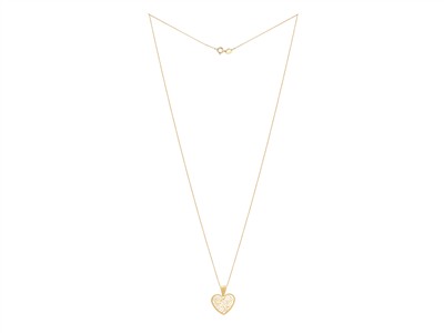 Collana Motivo Cuore Filigrana 14 X16 MM Su Catena Maglia Forzatina R Otonda Massiccia 0,60 Mm, Oro Giall - Immagine Standard - 2