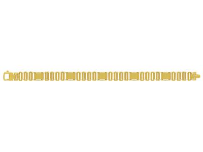 Bracciale Da Uomo Con Maglie E Piastre Quadrate 10 Mm, Satinatolucido, 21 Cm, Oro Giallo 18 Kt