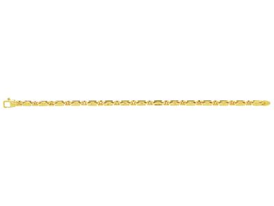 Bracciale, Maglie Cave A Cerniera Da 4 Mm, 18,5 Cm, Oro Giallo 18 Ct.