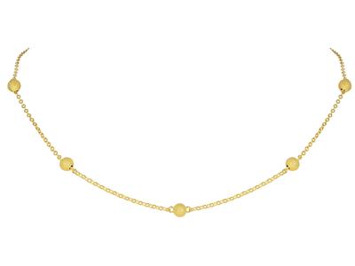 Collana Con Sfere Di Raso Da 5 MM Su Catena Forçat Trasparente, 42 Cm, Oro Giallo 18 Ct.