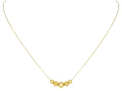 Collana Con Sfere Di Raso Lucide Da 4,5 E 6 MM Su Catena, 45 Cm, Oro Giallo 18 Ct. - Immagine Standard - 1