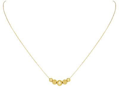 Collana Con Sfere Di Raso Lucide Da 4,5 E 6 MM Su Catena, 45 Cm, Oro Giallo 18 Ct. - Immagine Standard - 1