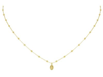 Collana, Catena A Sfere 1,80 Mm, Pendente Madonna 7 Mm, 42 Cm, Oro Giallo 18 Ct. - Immagine Standard - 1