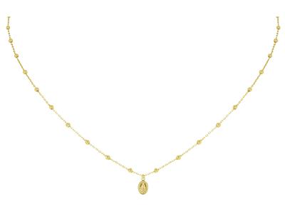 Collana, Catena A Sfere 1,80 Mm, Pendente Madonna 7 Mm, 42 Cm, Oro Giallo 18 Ct.