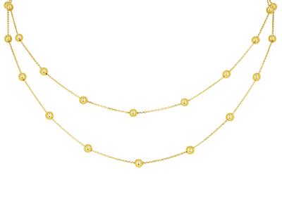 Collana Con Sfere Da 4 MM Su 2 File Di Catene, 42 Cm, Oro Giallo 18 Ct. - Immagine Standard - 1