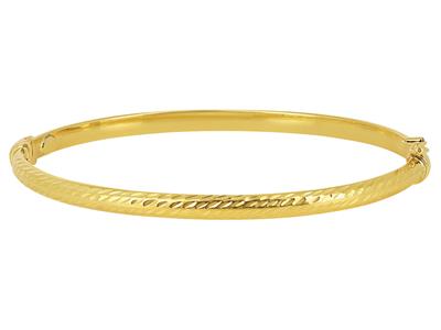 Bracciale Rigido A Tubo Quadrato Cesellato Da 4 Mm, 50 X 60 Mm, Oro Giallo 18 Carati - Immagine Standard - 1