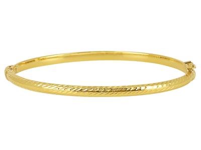 Bracciale Rigido A Tubo Quadrato Cesellato Da 4 Mm, 55 X 65 Mm, Oro Giallo 18 Carati - Immagine Standard - 1
