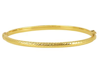 Bracciale Tubo Quadrato Cesellato Di 4 Mm, 55 X 65 Mm, Oro Giallo 18 Carati