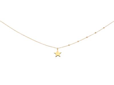 Collana Stella 12 MM E Sfere 2 Mm, 42-45 Cm, Oro Giallo 18 Ct.
