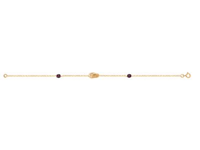 Bracciale Nodo Forzat 6 Mm, 2 Cristalli Granato 4 MM Su Catena Forzat Chiara, 18 Cm, Oro Giallo 750 Arati - Immagine Standard - 1