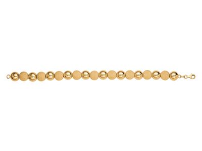 Bracciale 10 MM A Sfere Chiare Alternate 11 Lisce E Laser, 20 Cm, Oro Giallo 18 Ct.