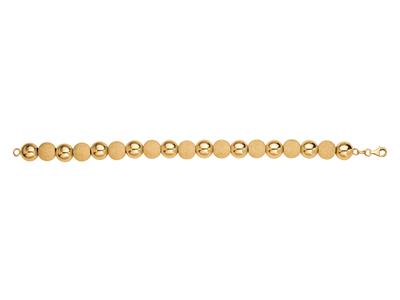 Bracciale 10 MM A Sfere Chiare Alternate 11 Lisce E Laser, 20 Cm, Oro Giallo 18 Ct.