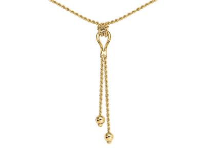 Collana Corda Cava 2,20 Mm, Goccia 7 Cm, 2 Sfere, 45 Cm, Oro Giallo 18 Ct. - Immagine Standard - 2